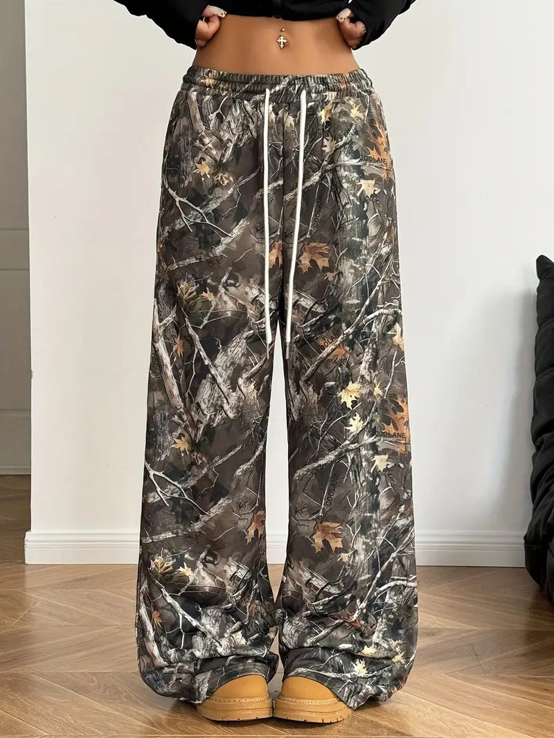 Damen Modische Freizeithose mit auffälligem Print und elastischem Bund EB