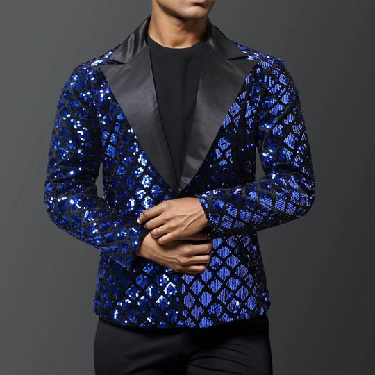 Herren glitzernder Smokingblazer mit luxuriösen Paillettenmustern EB