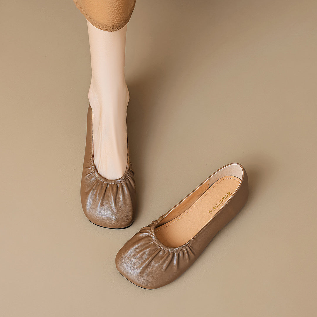 Damen Ballerinas mit elastischem Faltendesign und bequemer Innensohle EB
