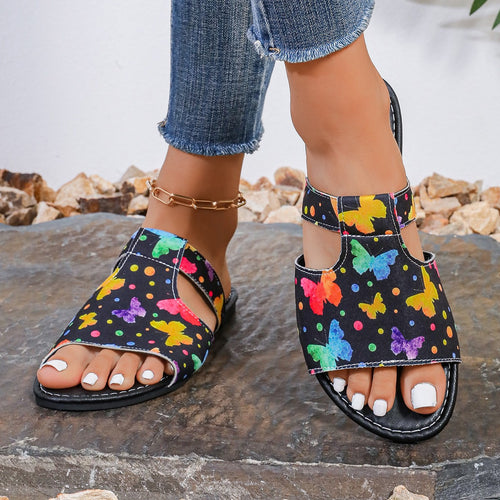 Damen Bunte Riemchen-Sandalen mit modischem Design und anatomischem Fußbett EB
