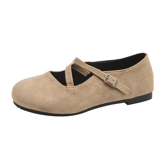 Damen Bequeme Ballerinas mit Querriemen und Schnallenakzent EB