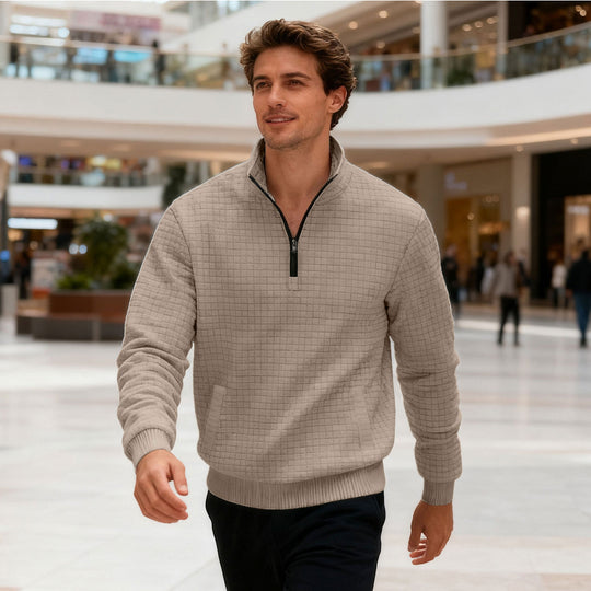 Herren sportlicher Pullover mit halbhoch geschlossenem Kragen EB
