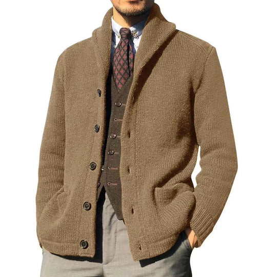 Herren Strickjacke im modernen Casual-Stil mit Schalkragen EB