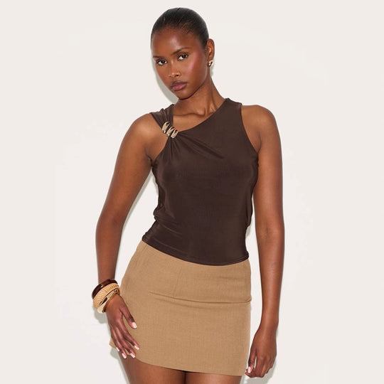 Damen Elegantes Tanktop mit dekorativem Knotendetail EB