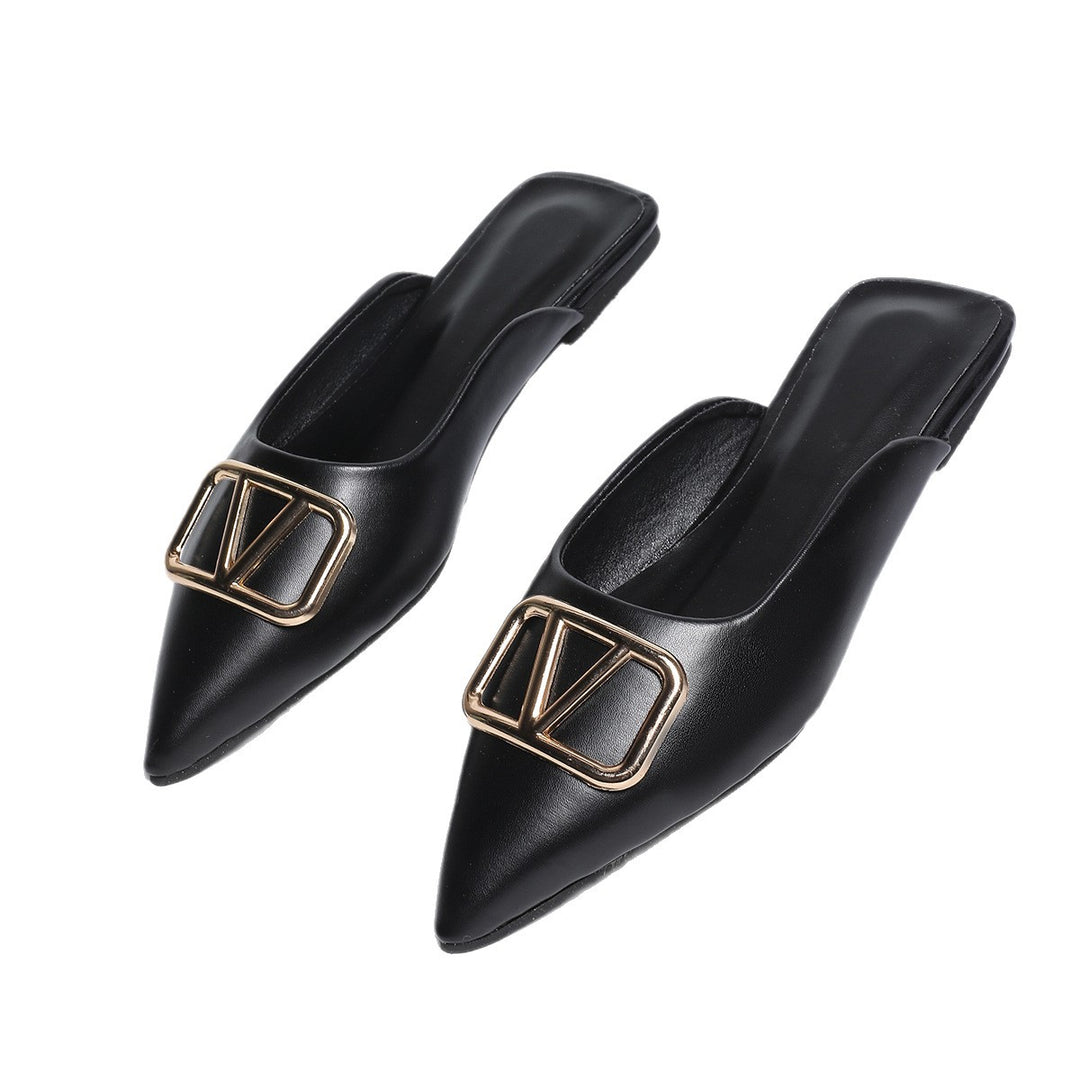 Damen elegante Slingback Mules mit modischen Metallakzenten EB