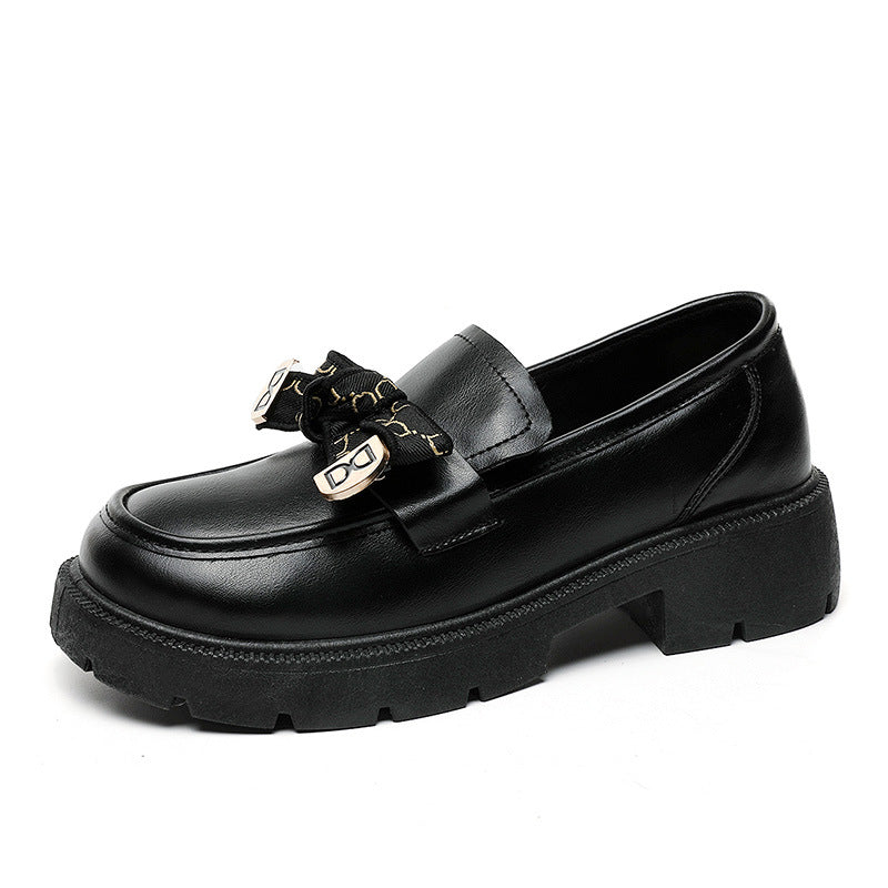 Damen modische Chunky Loafers mit dekorativen Schleifen und stabiler Laufsohle EB