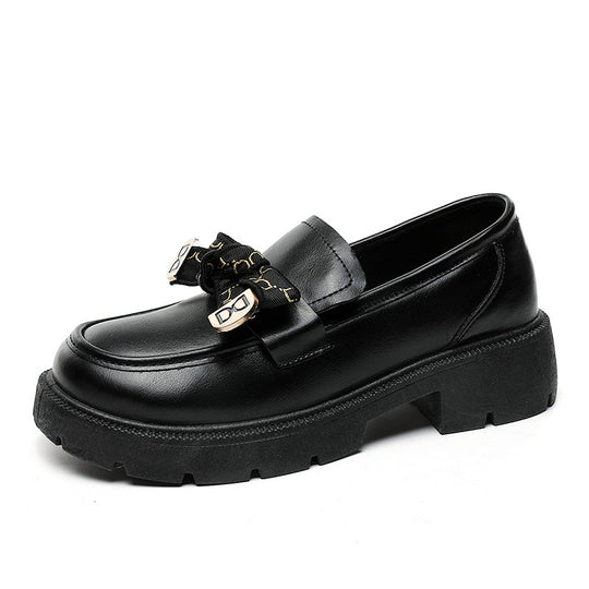 Damen modische Chunky Loafers mit dekorativen Schleifen und stabiler Laufsohle EB