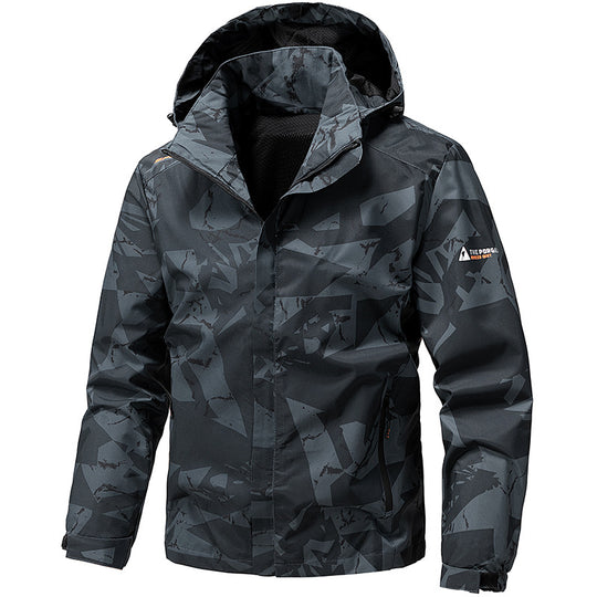 Herren wind- und wasserdichter Camo Regenblouson mit verschweißten Nähten und Mesh-Innenfutter EB