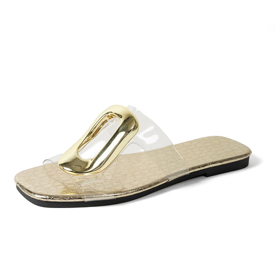 Damen elegante transparente Sandalen mit modischem Metallakzent EB