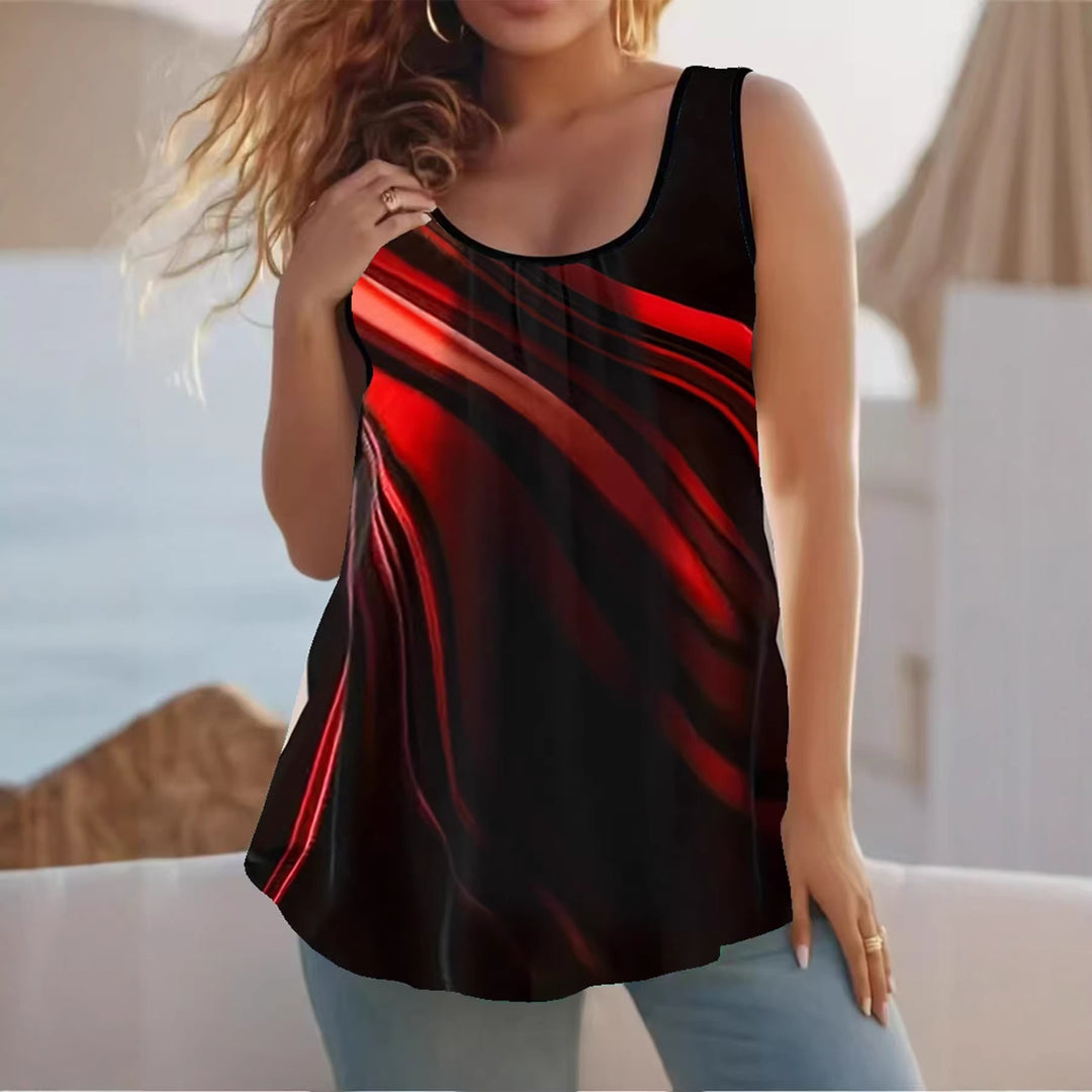 Damen Elegantes ärmelloses Oberteil mit modernem Wellendesign EB