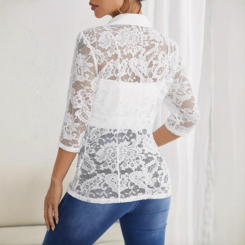 Damen Blazer mit Spitzenärmel und eleganter Passform EB