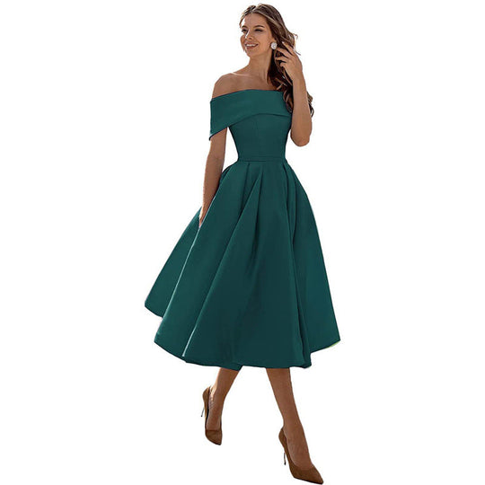 EB | Legere Mode Satin Cocktailkleid Ohne Träger