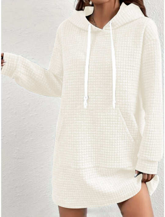 Damen Hoodie-Kleid mit praktischem Kängurutasche und modernem Strickdesign EB