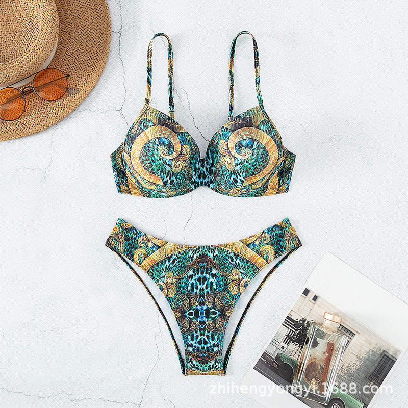 Damen Designer-Bikini mit elegantem Tiermuster EB