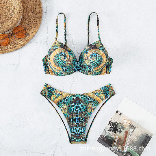 Damen Designer-Bikini mit elegantem Tiermuster EB