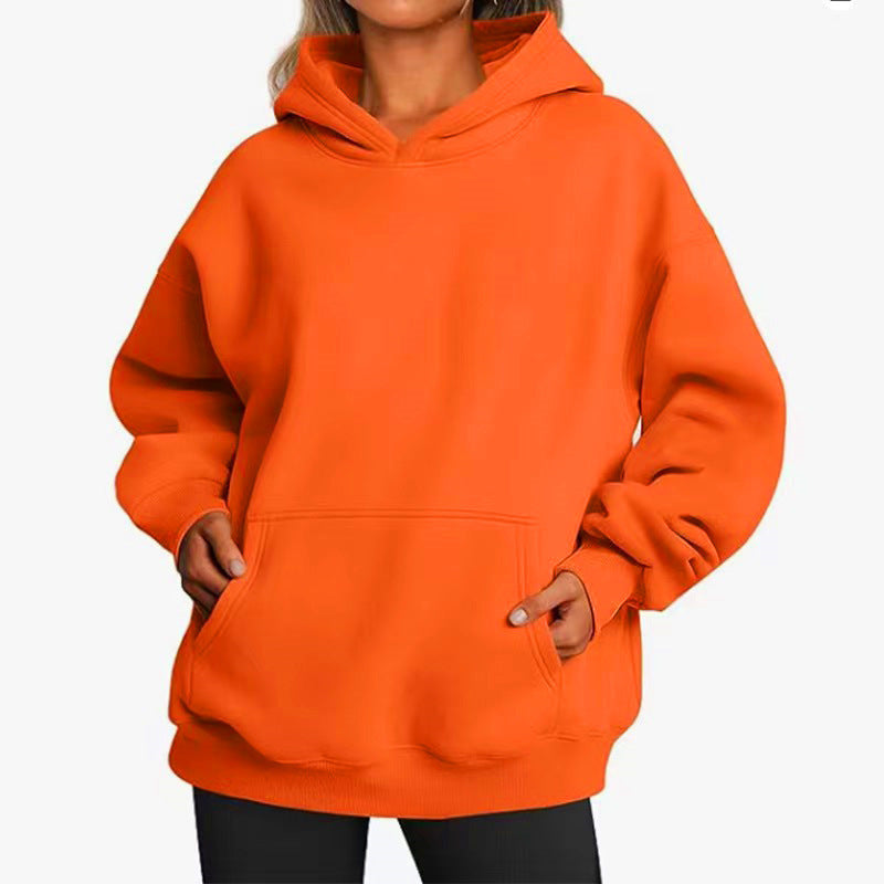 Damen nan extralanger Oversize-Kapuzenpullover im Boxy-Schnitt mit Kängurutasche und geripptem Abschluss EB