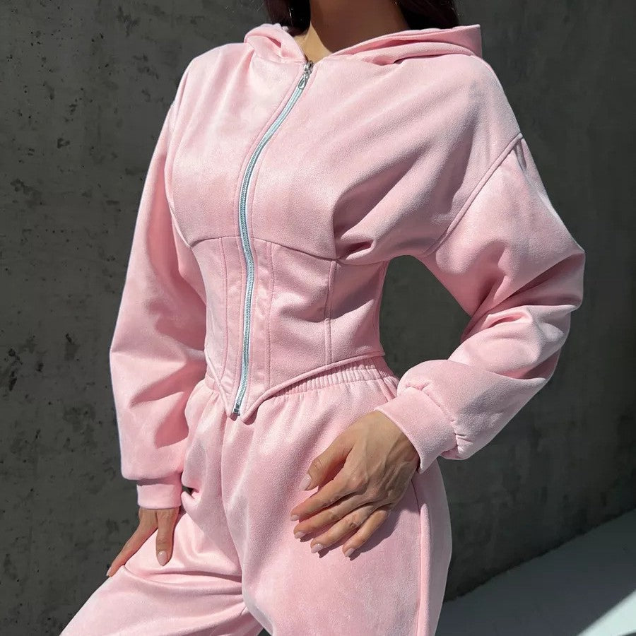 Damen Lässiger Utility-Jumpsuit mit hohem Kragen und Reißverschluss EB