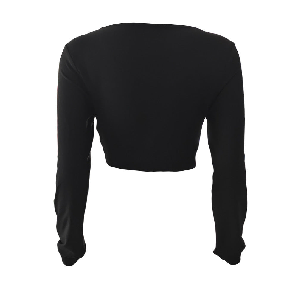 Damen Crop-Top mit Raffung und V-Ausschnitt EB