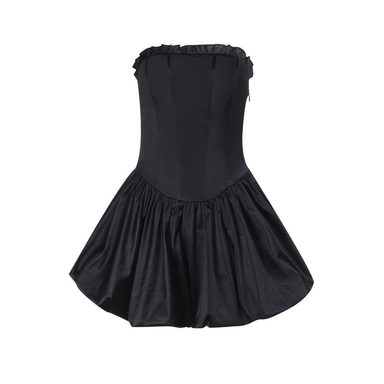Damen Cocktailkleid mit schulterfreiem Design und voluminiösem Rock EB