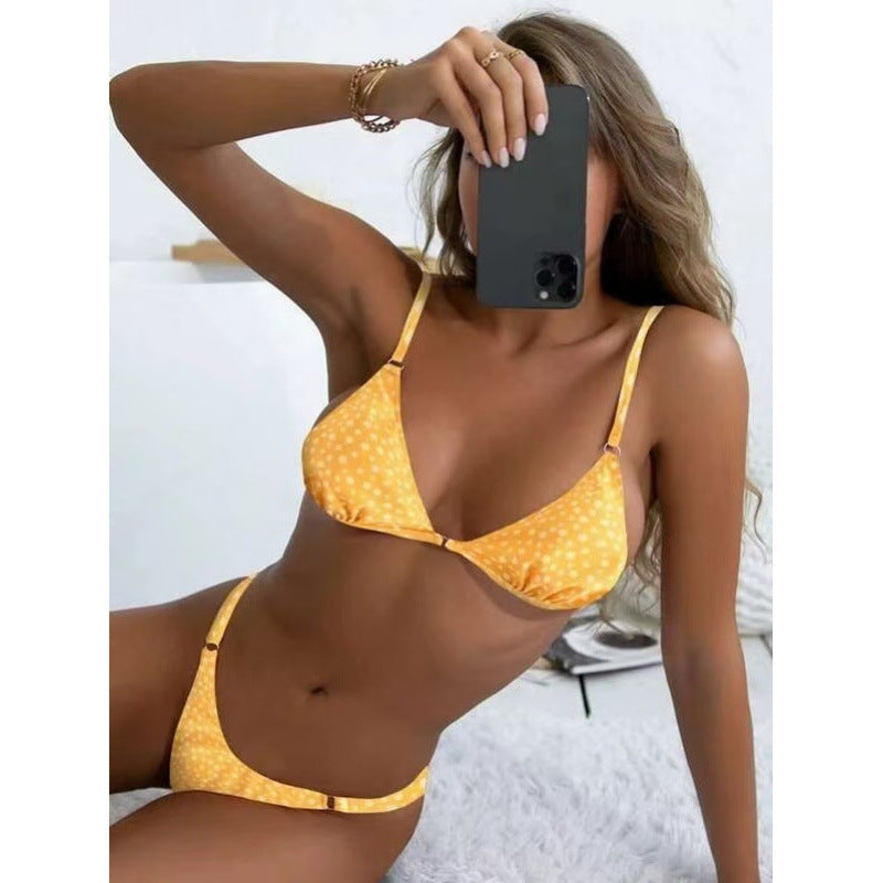 Damen Triangel-Bikini mit verspieltem Muster EB