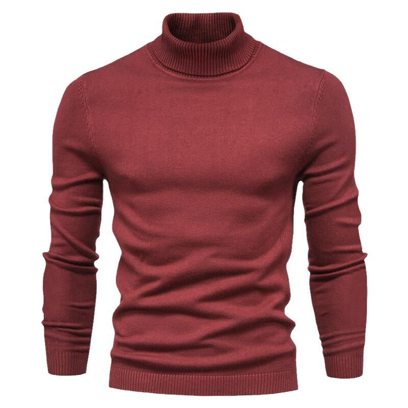 Herren nan schmal geschnittener Rollkragenpullover aus Merino-Baumwollmix mit hohem Kragen EB