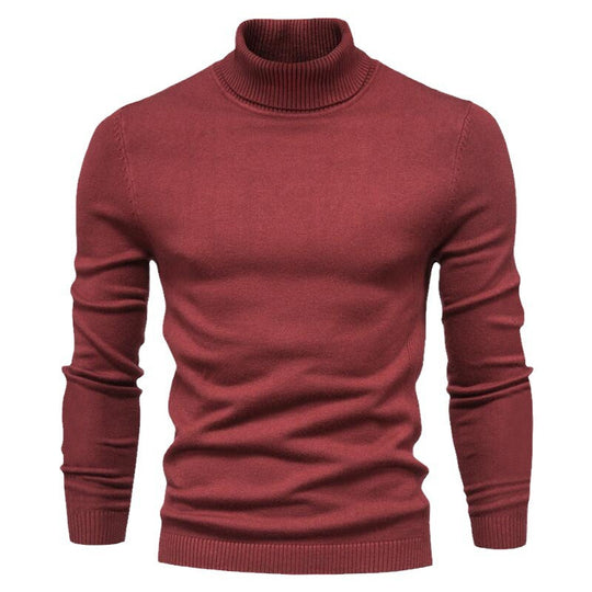 Herren nan schmal geschnittener Rollkragenpullover aus Merino-Baumwollmix mit hohem Kragen EB