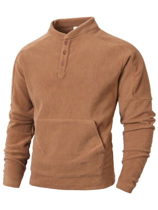 Herren Kuscheliger Fleece-Pullover mit Knopfleiste EB