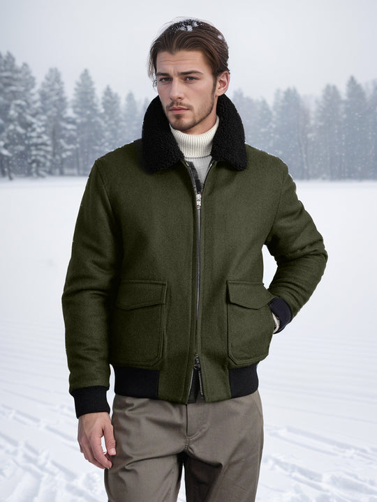 Herren Bomberjacke mit Fleece-Kragen und praktischen Taschen EB