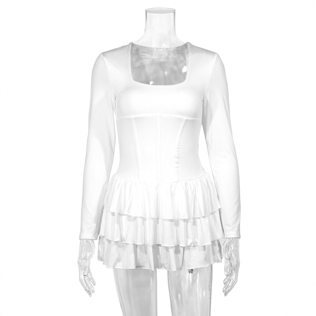 Damen Raffiniertes Wickelkleid mit Rüschendetails und tiefem Ausschnitt EB