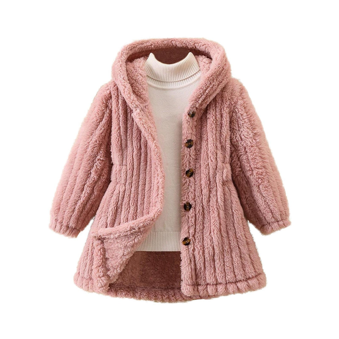 Damen Kuschelige Teddyjacke mit Kapuze und Knopfverschluss EB