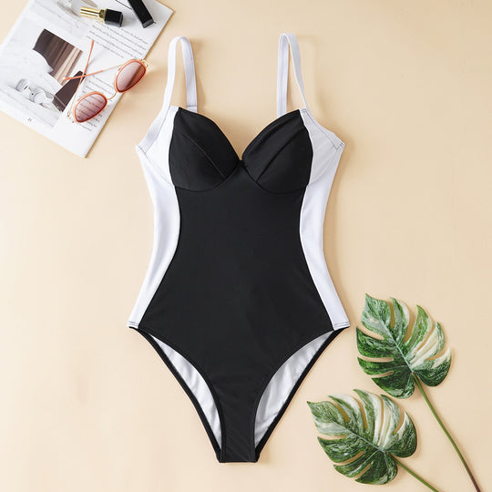 Damen Einteiliger Badeanzug mit elegantem Schnitt und verstellbaren Trägern EB