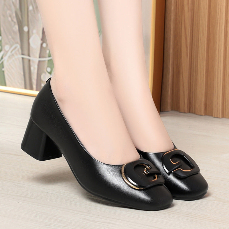 Damen Elegante Blockabsatz-Pumps mit dekorativem Schmuckdetail EB