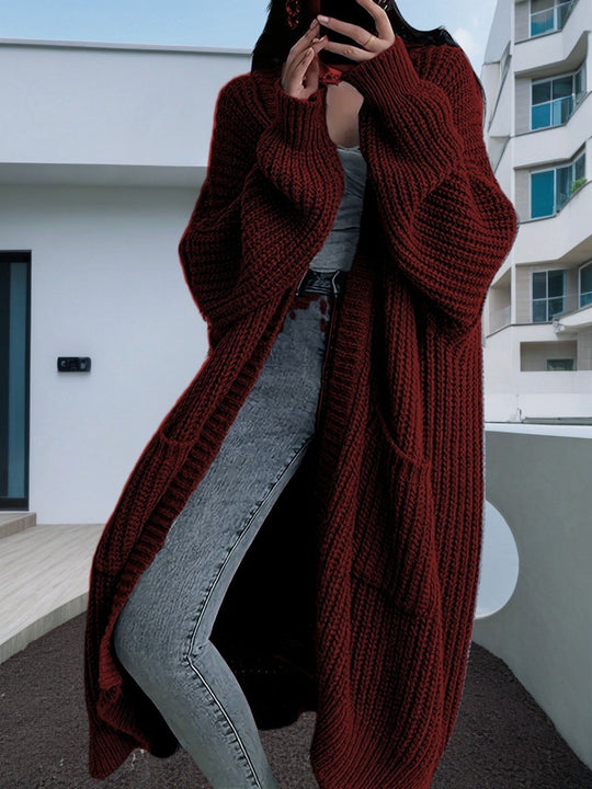 Damen Großer Strickcardigan mit lässiger Passform und großen Taschen EB