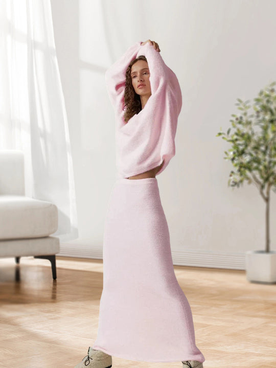 Damen Oversized Strickpullover mit hohem Bund und seitlicher Naht EB