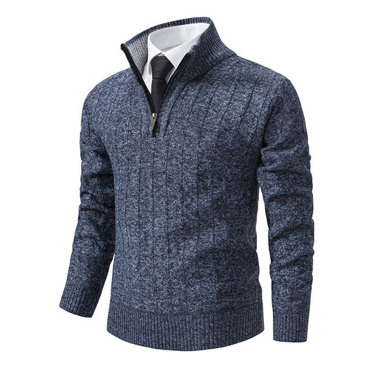 Herren eleganter Strickpullover mit halbem Reißverschluss EB