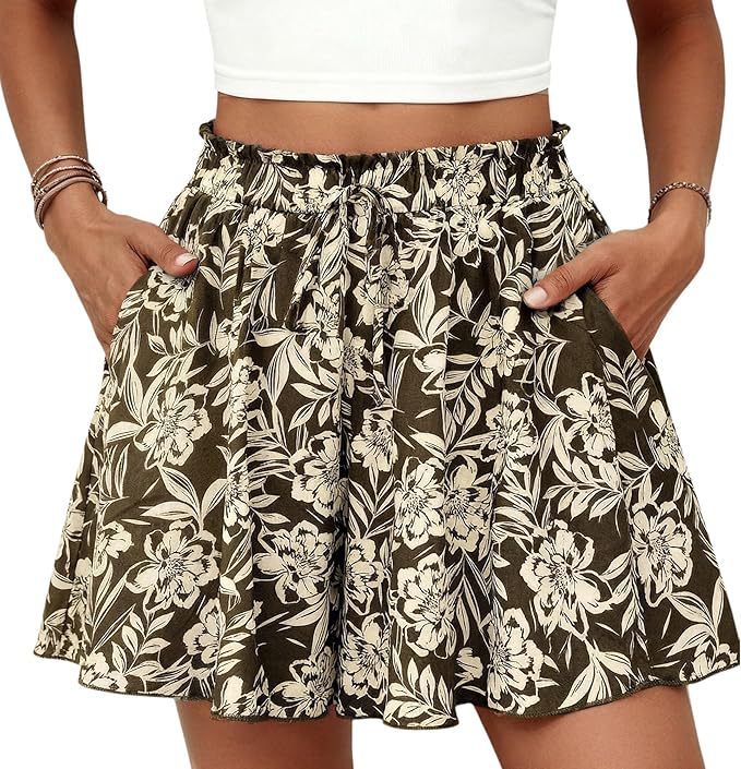 Damen Modischer Sommerrock mit elastischem Bund und Taschen EB