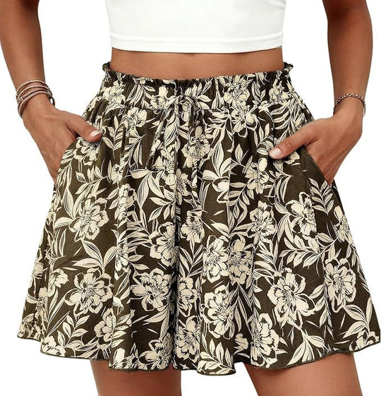 Damen Modischer Sommerrock mit elastischem Bund und Taschen EB