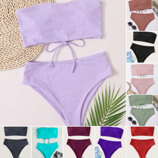 Damen Bandeau-Bikini mit hochgeschnittenem Unterteil EB