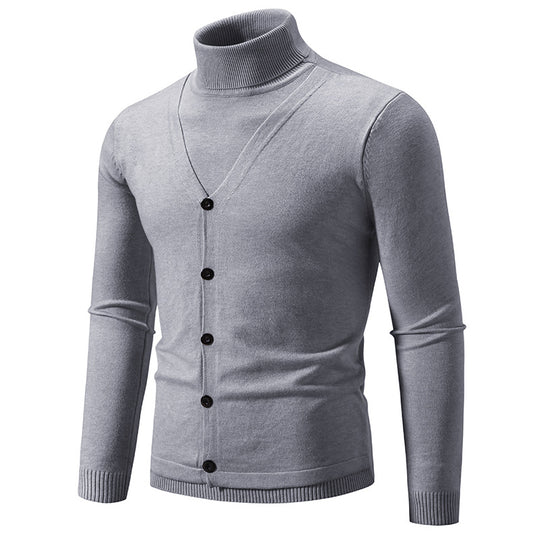 Herren Strickpullover mit hohem Kragen und strukturiertem Design EB