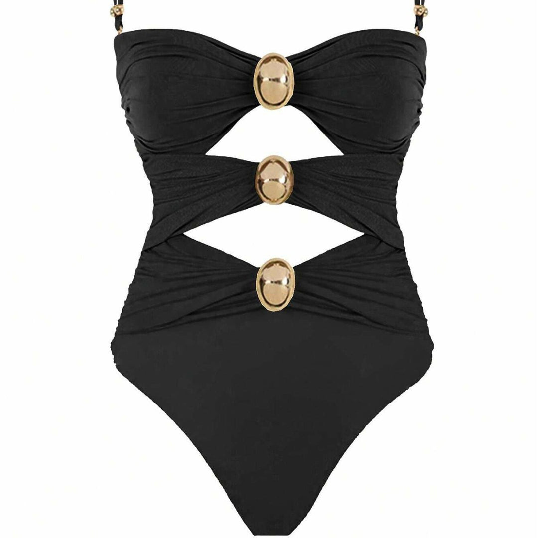 Damen Einteiler-Badeanzug mit raffinierten Cut-Outs und dekorativen Metallakzenten EB