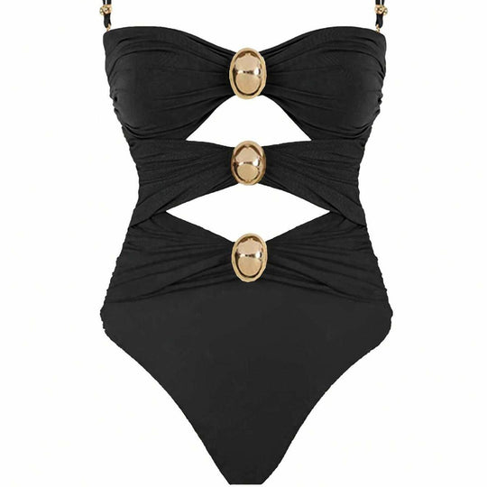 Damen Einteiler-Badeanzug mit raffinierten Cut-Outs und dekorativen Metallakzenten EB