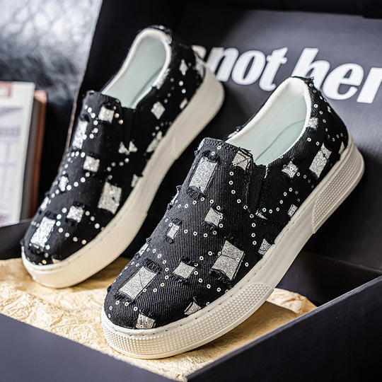 Damen elegante Slip-On Sneakers mit modischem Glitzerdesign EB