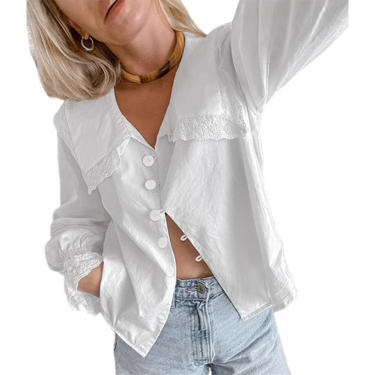 Damen Bluse mit großen Spitzeneinsätzen EB