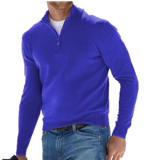 Herren Strickpullover mit modernem Stehkragen und praktischem Zipper EB