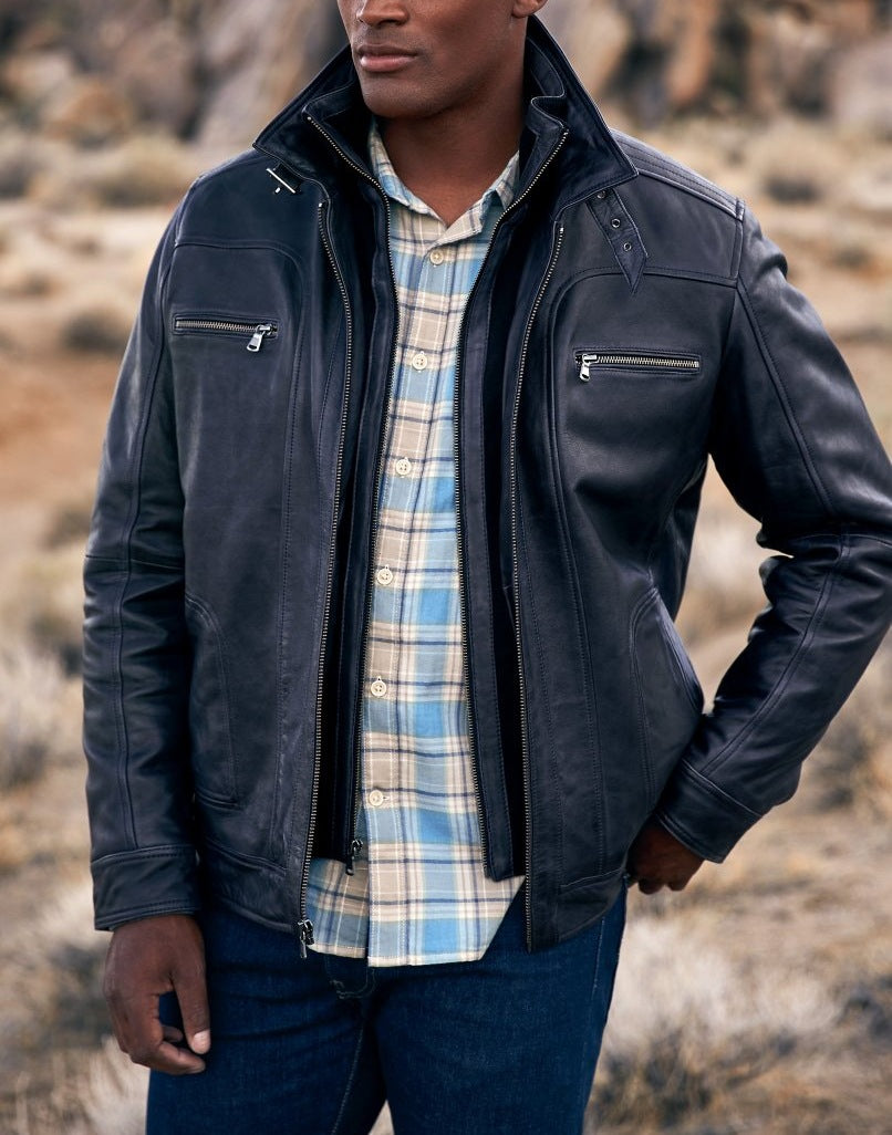 Herren lässige jacke mit modernem Stehkragen und vielseitigen Taschen EB