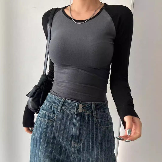 Damen Langarmshirt im sportlichen Raglan-Stil mit figurbetontem Schnitt EB
