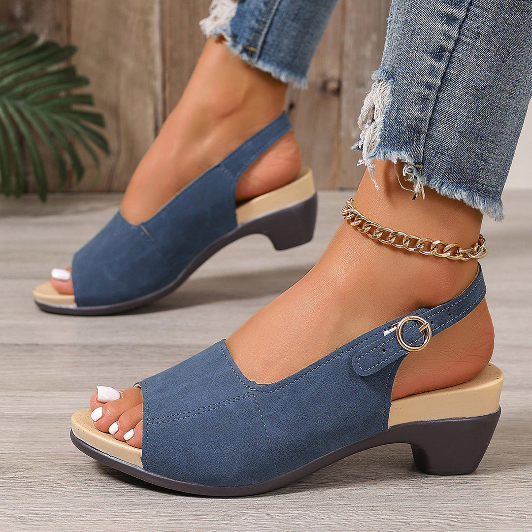 Damen elegante Slingback Sandalen mit modischen Schnallen EB