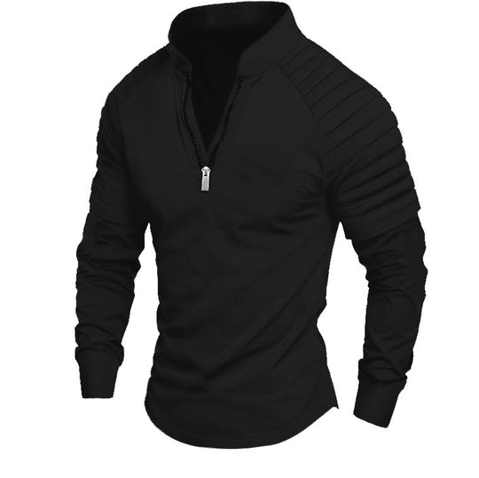 Herren nan Slim-Fit Troyer mit gesteppter Schulterpasse und halbem Reißverschluss EB