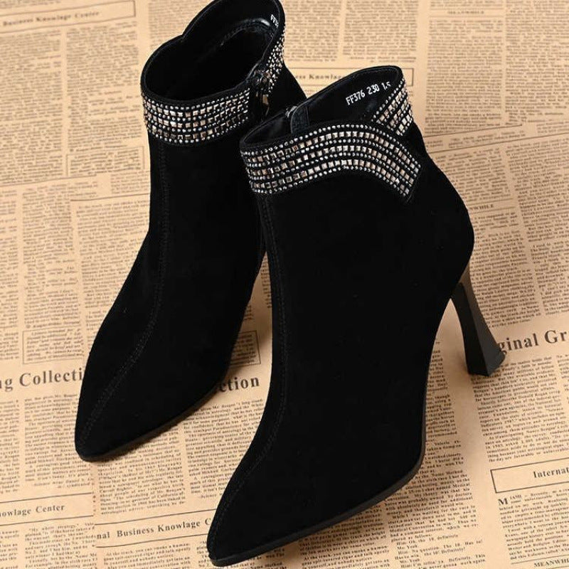 Damen Elegante Ankle Boots mit funkelndem Dekor EB