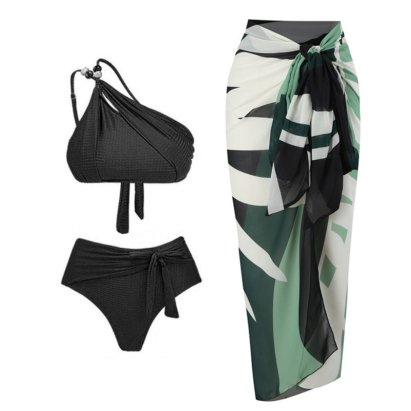 Damen Hochgeschnittener Bikini mit asymmetrischem Schnitt und raffiniertem Wickel-Design EB